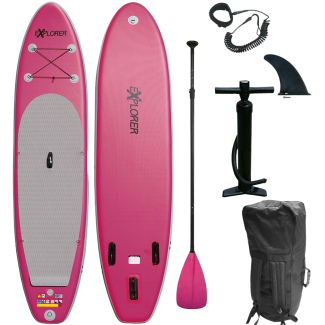 320 eXplorer SUP Paddle Surfboard | I - pink Up 320x76x15cm Stand